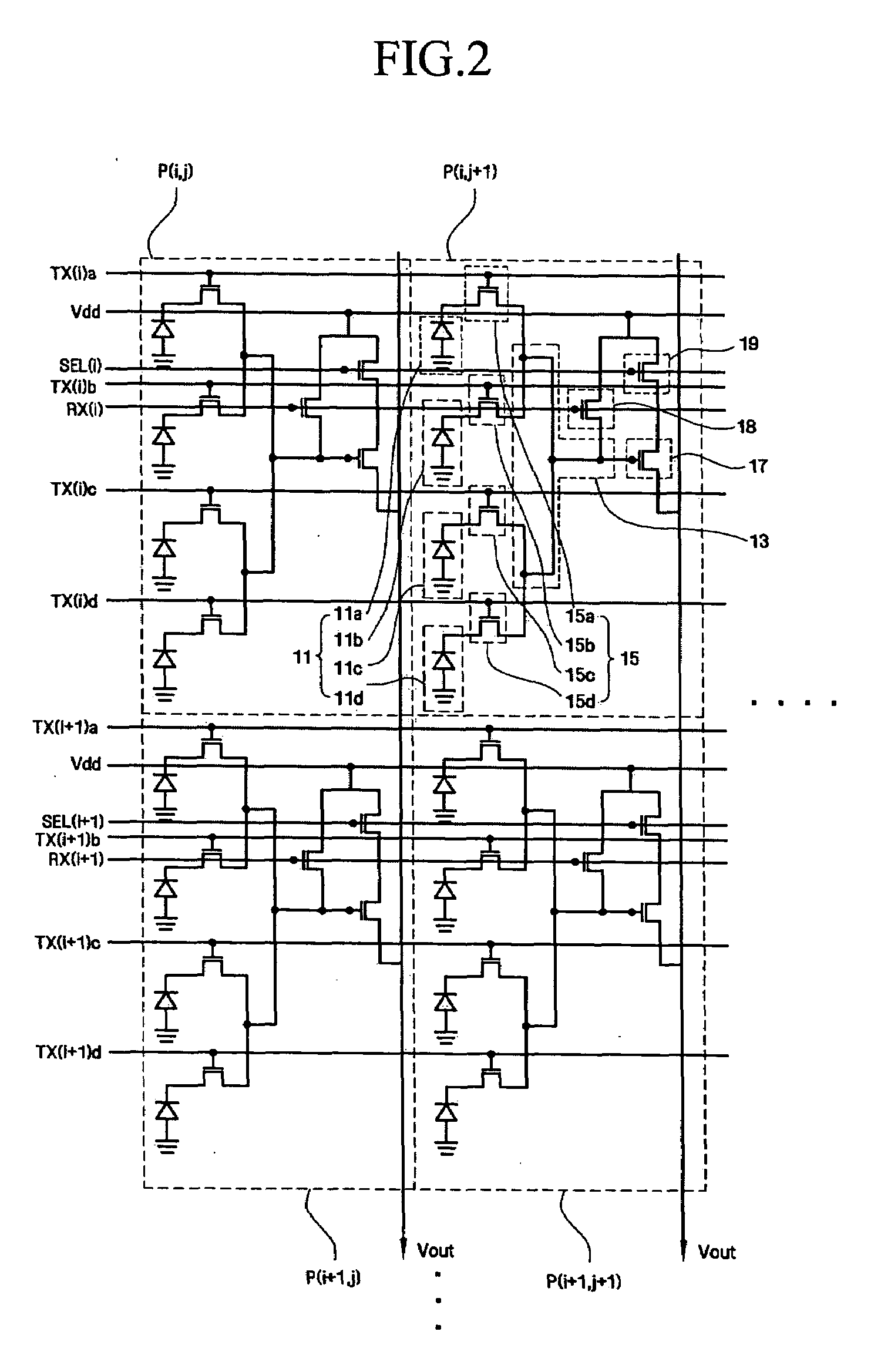 Shared-pixel-type image sensors for controlling capacitance of floating diffusion region