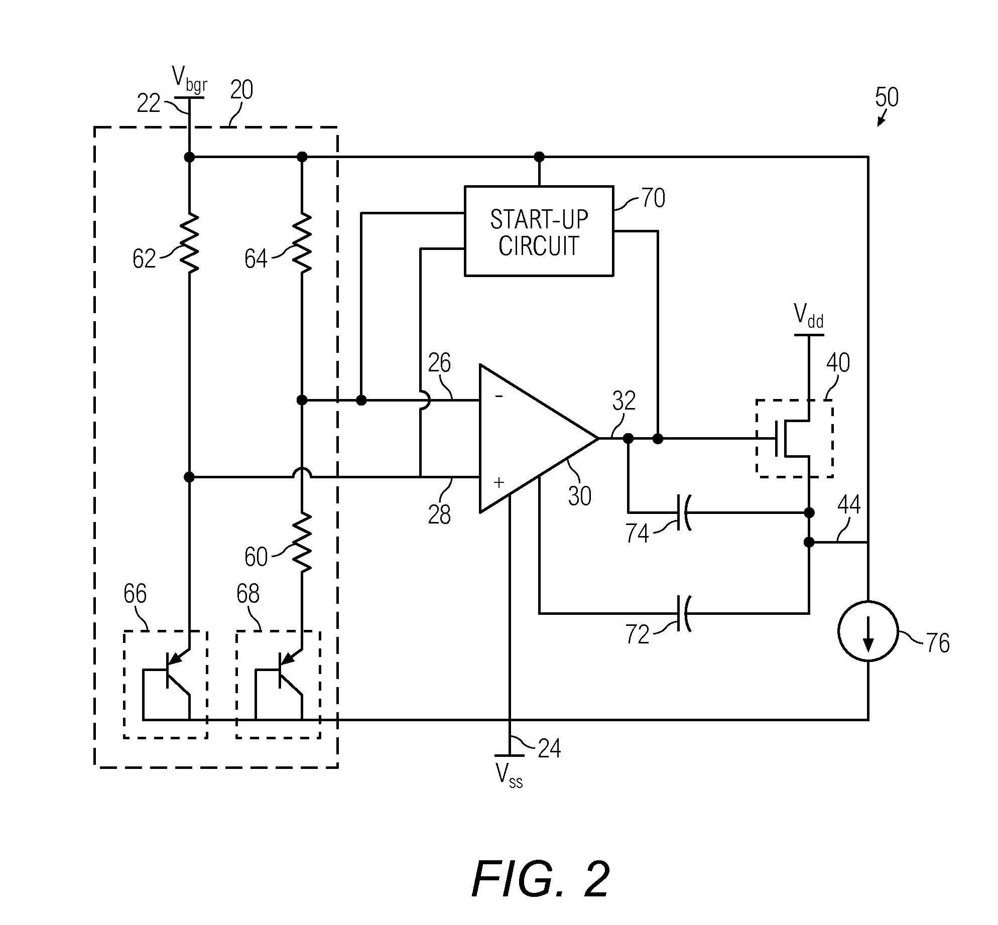 Bandgap reference circuit and regulator circuit with common amplifier