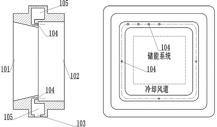 Temperature difference driven cooling device for on-board energy storage system