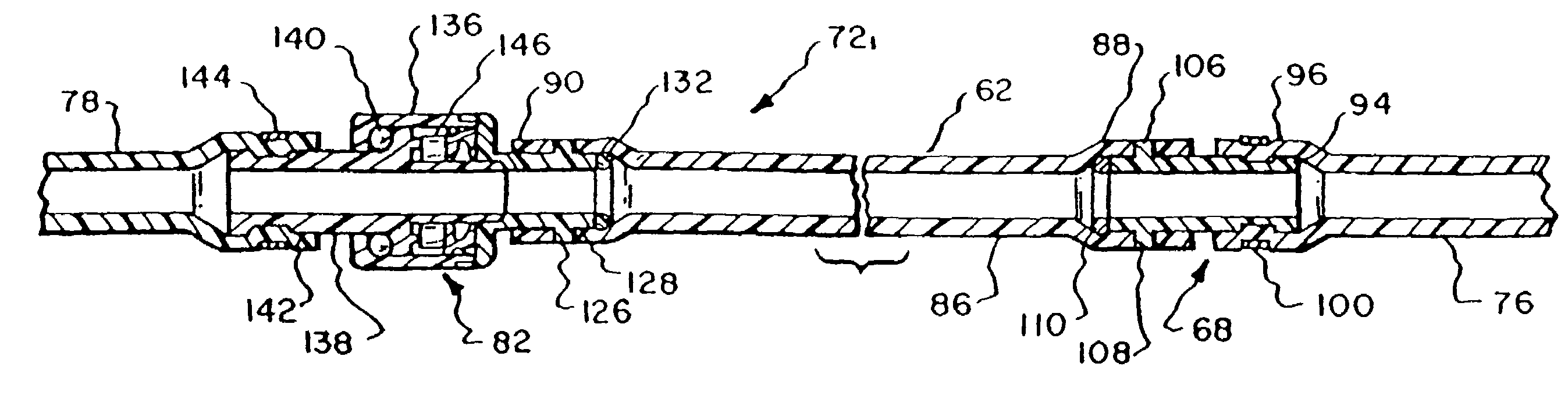 Automatic pool cleaner power conduit including stiff sections and resilient axially flexible couplers