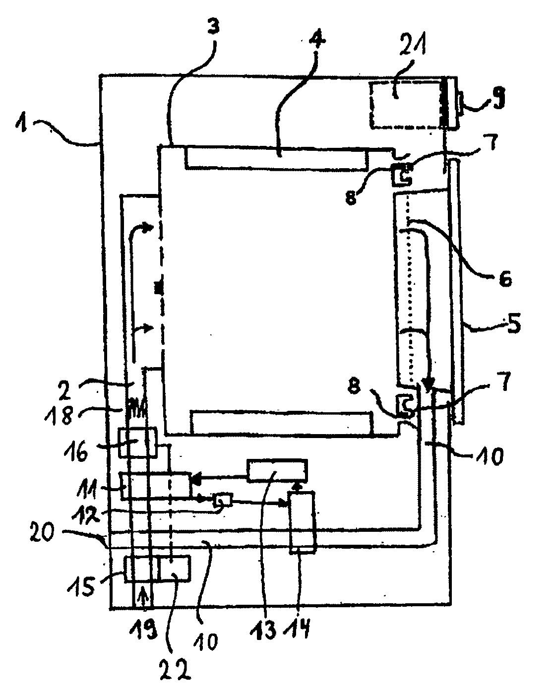 Exhaust air dryer with a heat pump and a first fan