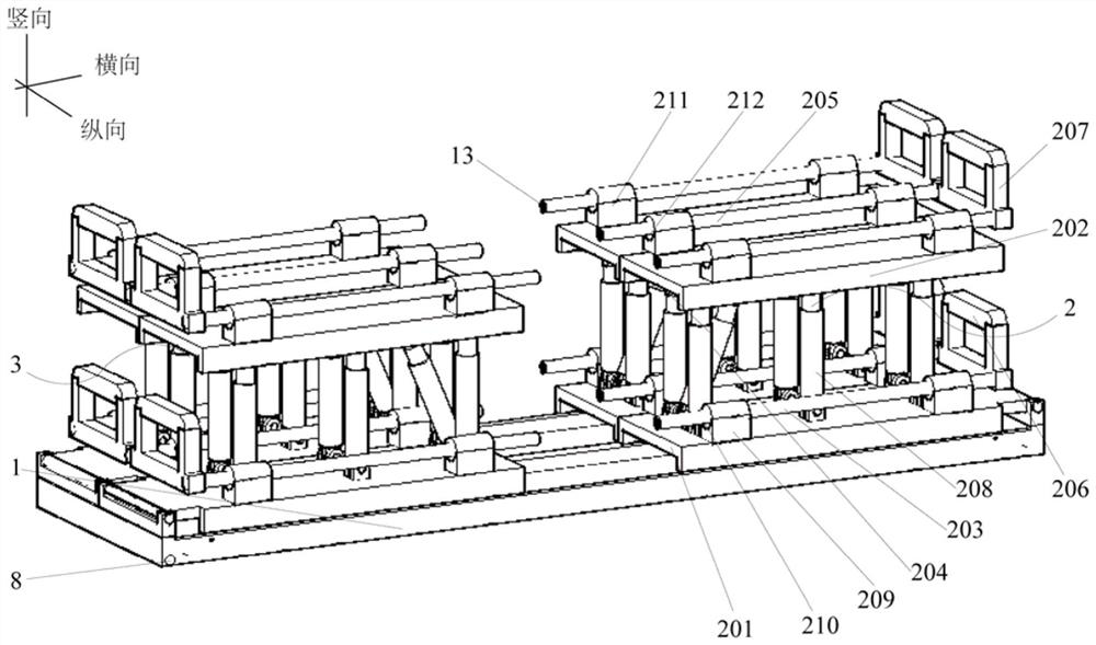 Corrugated steel web PC box girder, inner supporting and outer pulling device and construction method of supporting at first and lining next