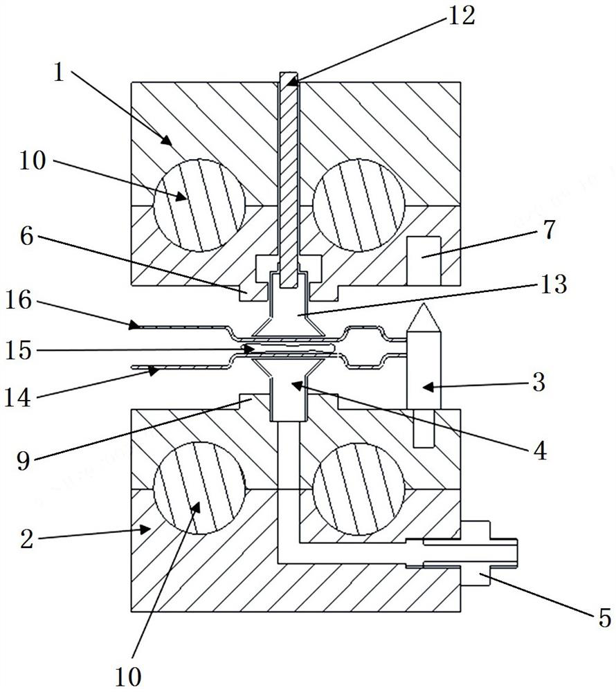 Clamping tool and method for adhesive connection of metal bipolar plates of fuel cells