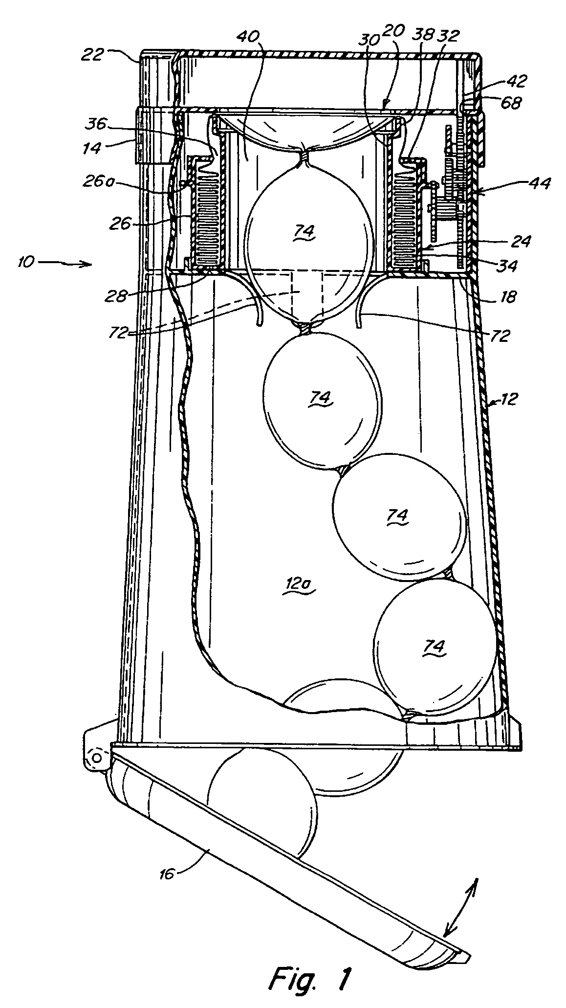 Waste disposal device including a cartridge movable by rollers