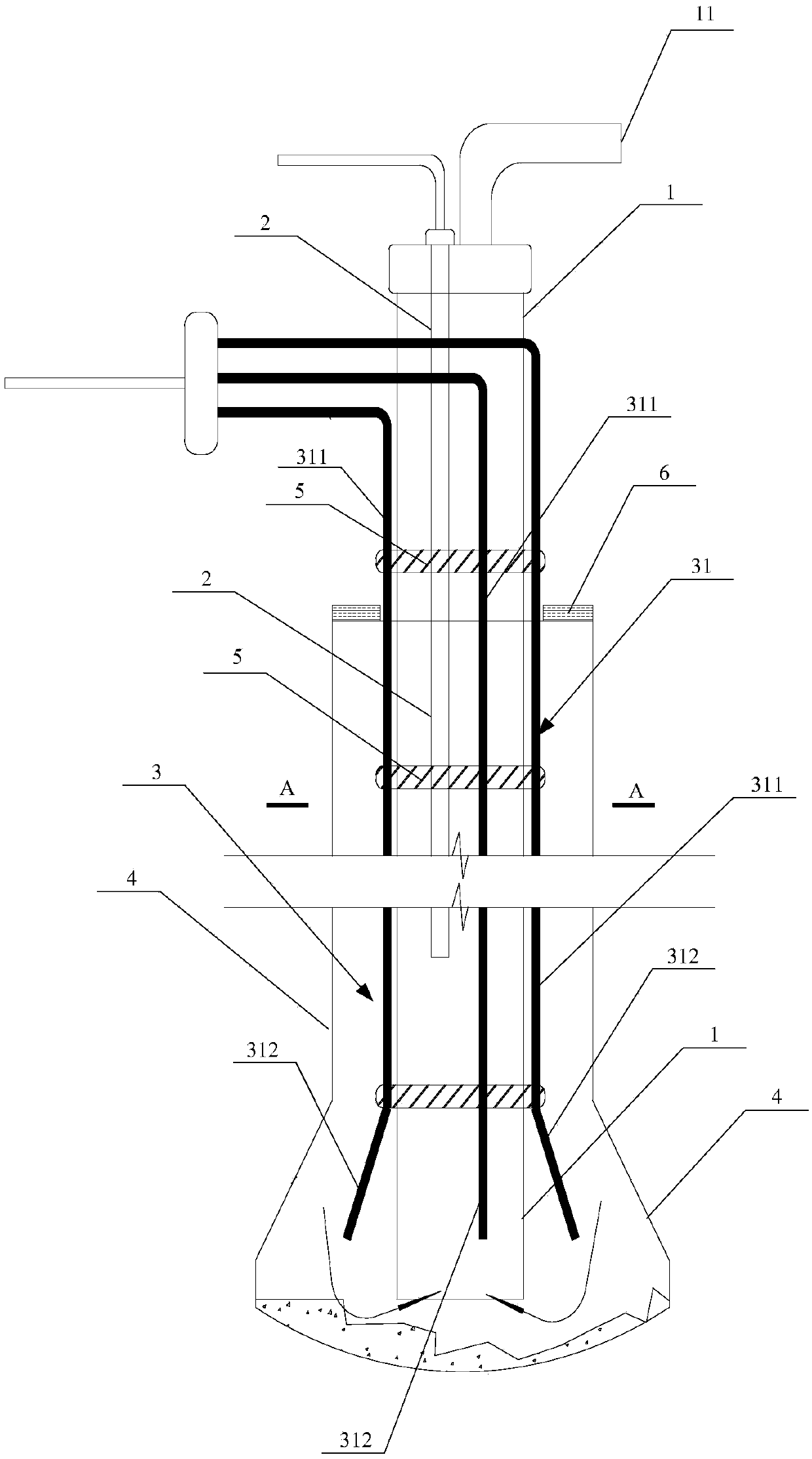 Sediment cleaning device and cast-in-place pile hole with expanding head sediment cleaning method