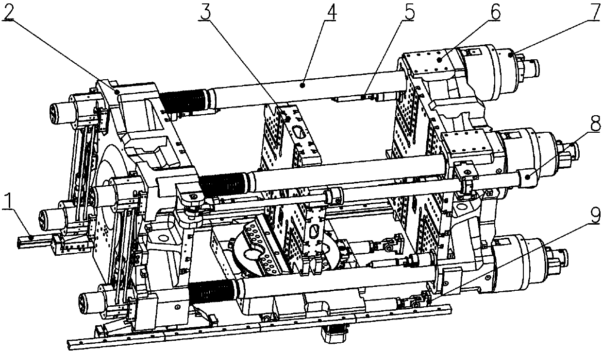 Horizontal rotating mold clamping mechanism of injection molding machine