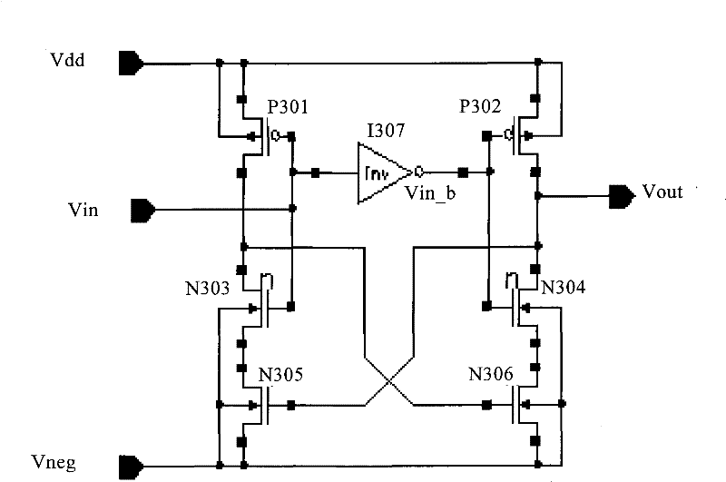 Negative voltage level switching circuit