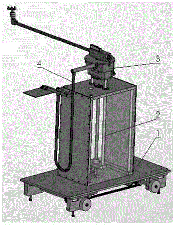 Automatic all-dimensional cleaning device for bottoms of locomotives