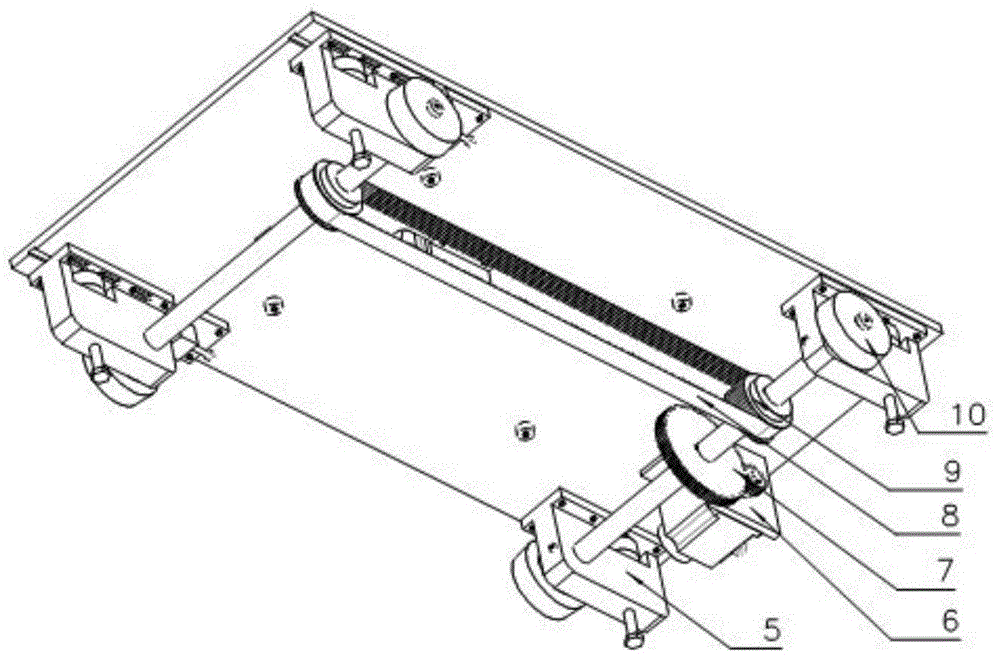 Automatic all-dimensional cleaning device for bottoms of locomotives