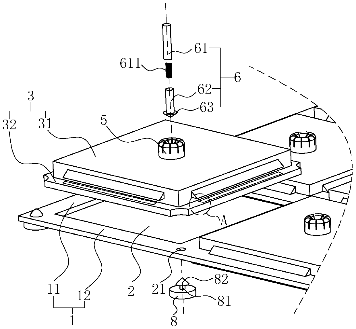 Ceiling mounting structure and construction method