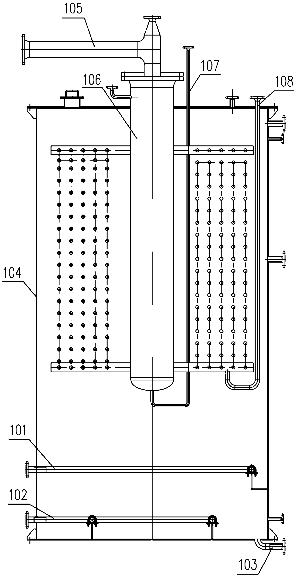 A denitrification ammonia gas pretreatment system