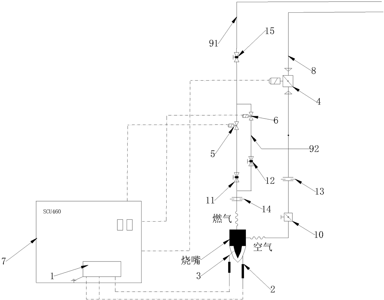 Flameless burner control system, flameless low-NOx burner and control method thereof