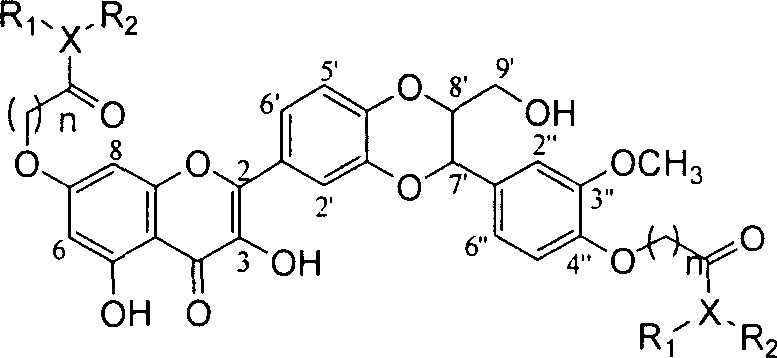 Dehydrosilibinin diester derivatives, preparation method and use thereof