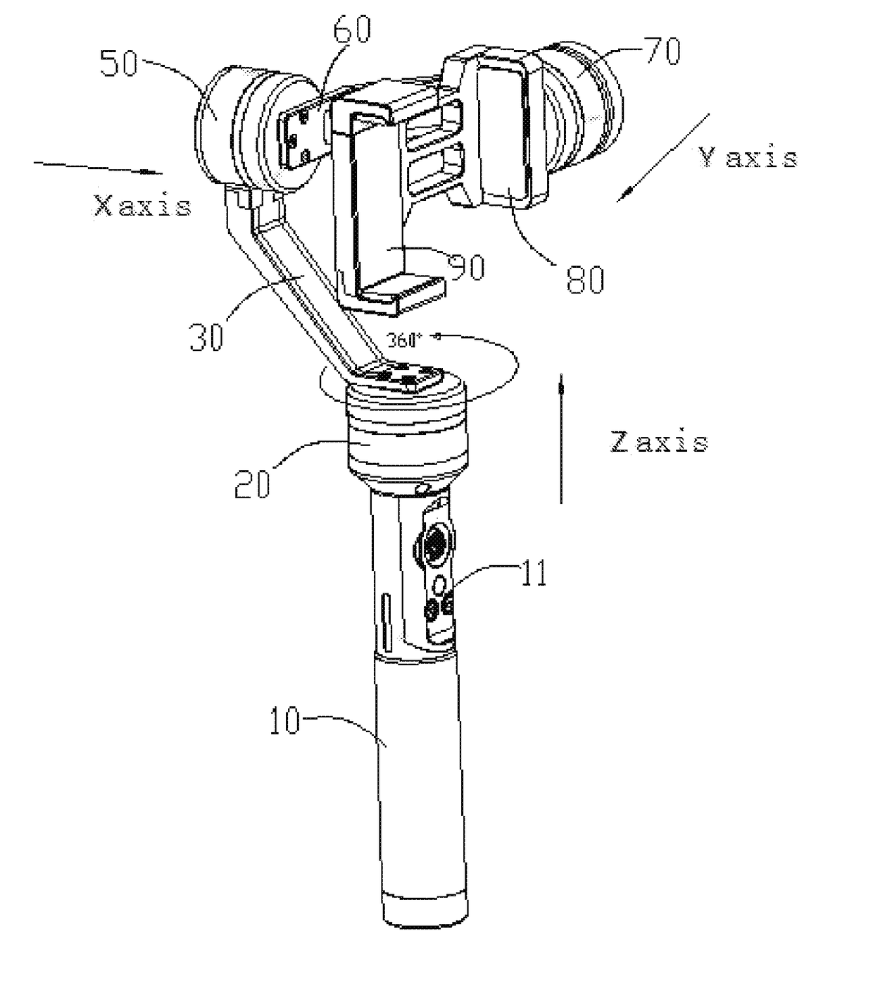 A hand-held three-dimensional panoramic pan-tilt kit