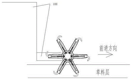 Grass tumbling device capable of sweeping down grass and controlling speed