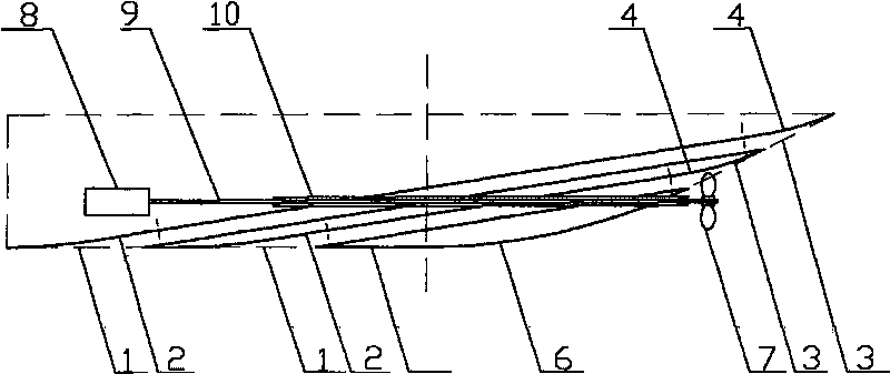 Following wake tube of ship