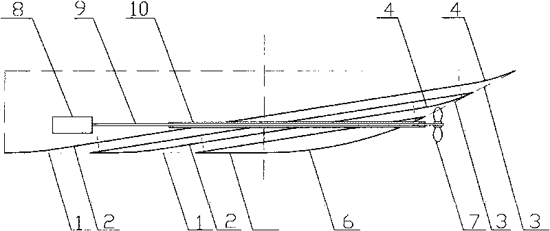 Following wake tube of ship