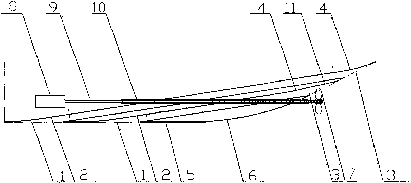 Following wake tube of ship