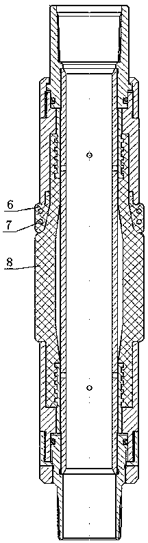 Expansion type water injection packer with shoulder pad sleeve on upper part of rubber barrel