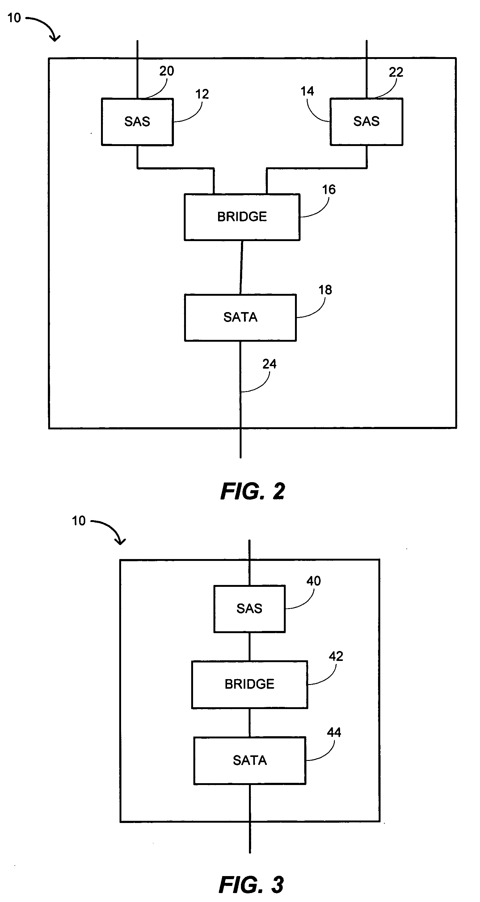 Serial advanced technology attachment (SATA) and serial attached small computer system interface (SCSI) (SAS) bridging