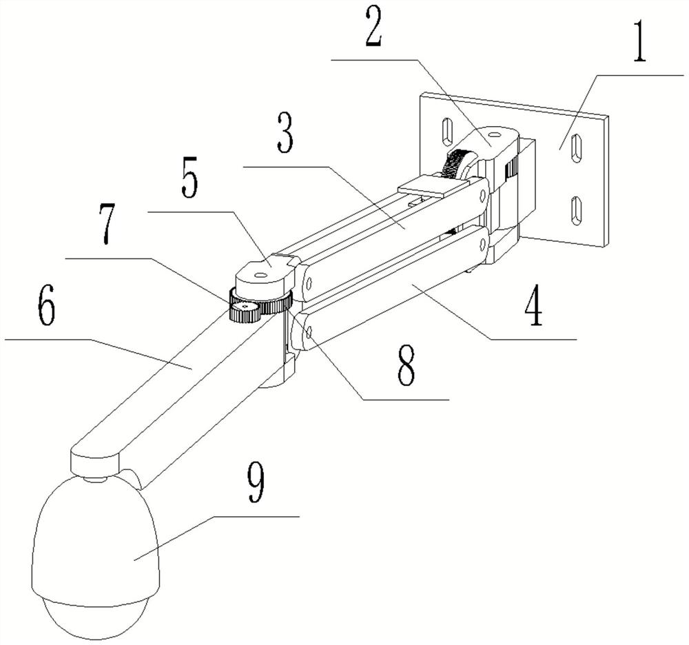 Automatically adjustable coal mine security monitoring support device