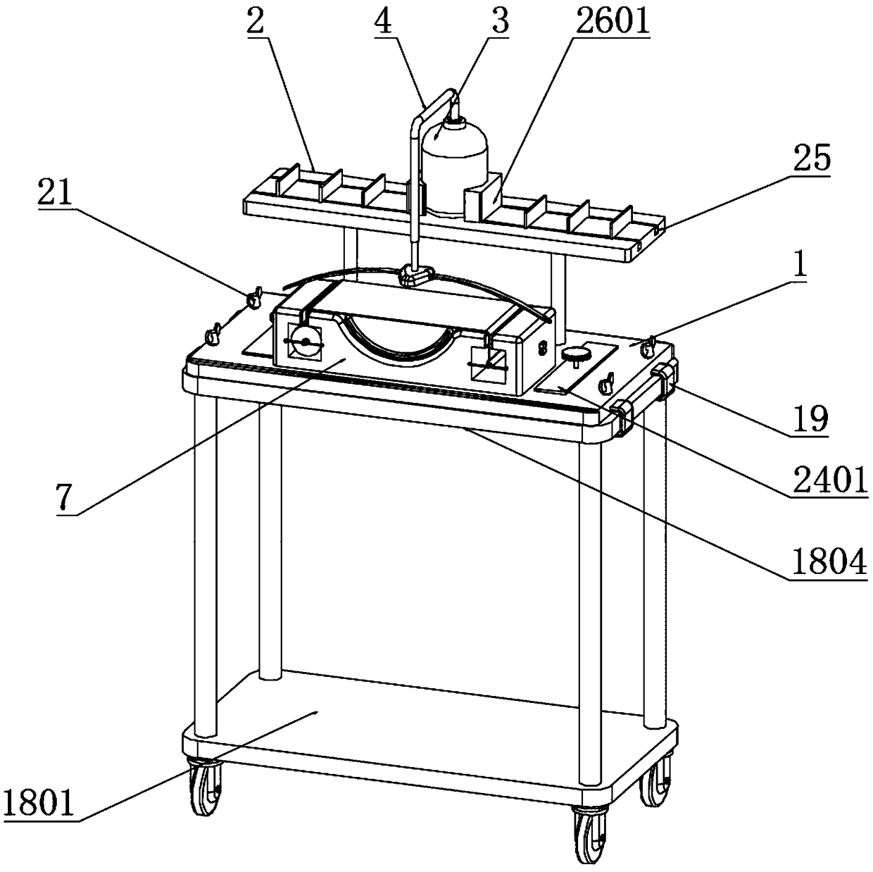 Headrest type suspended anesthesia device used in anesthesiology department