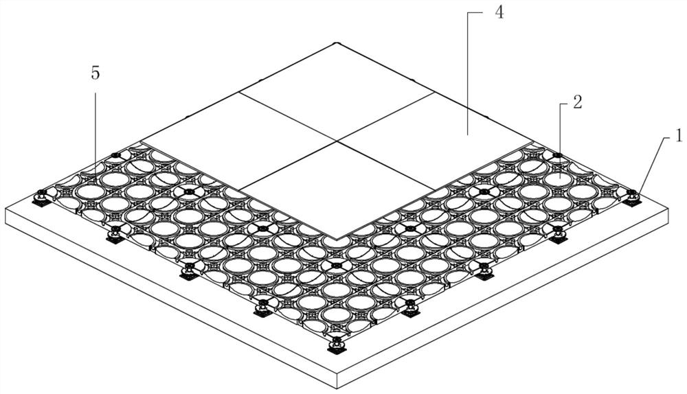 Assembly type inorganic matter overhead floor heating module installation structure