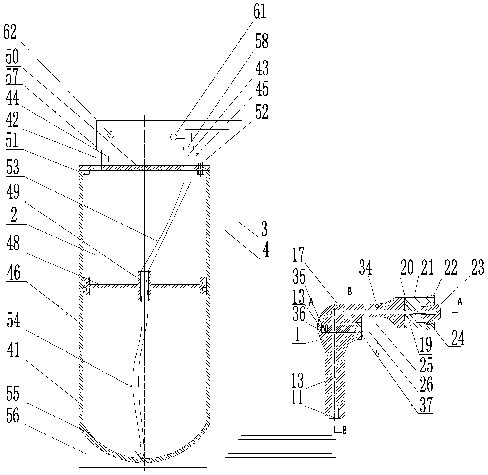 Double-fluid jet water mist fire gun