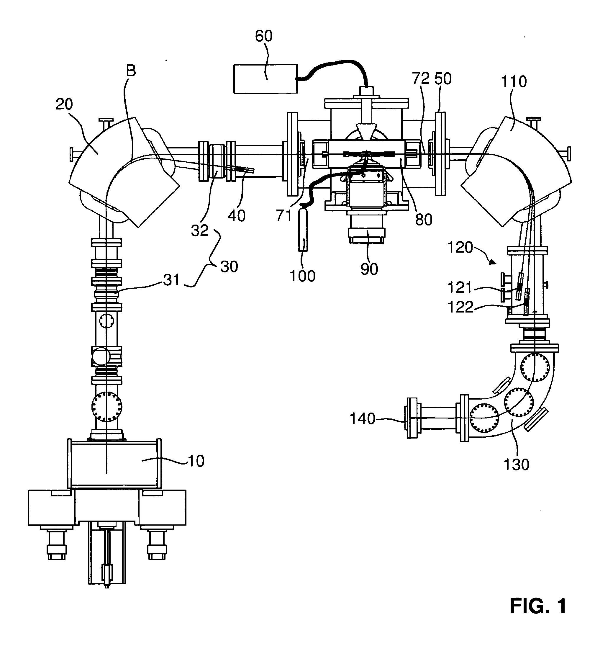 Mass spectrometry system with molecular dissociation and associated method