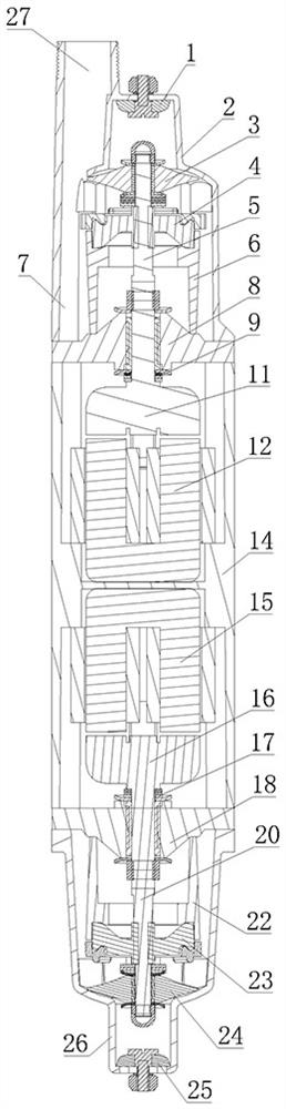 Vibrating water pump with upper water inlet and lower water inlet