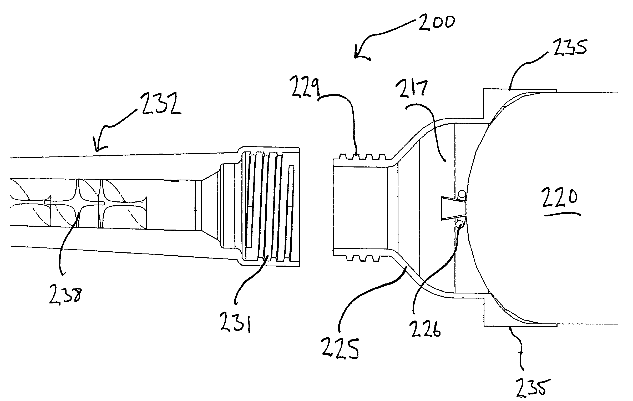 Nozzle and/or adaptor unit on cartridge