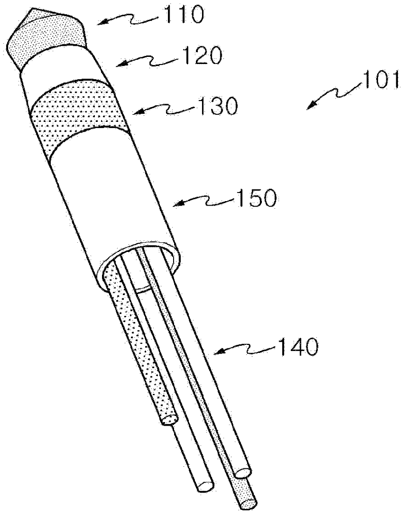 Direction-controllable electrode body for selectively removing bodily tissue, and guide pipe