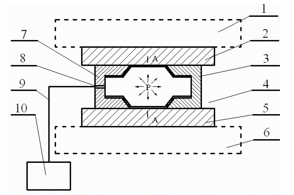 Section-variable hollow component forming device and method