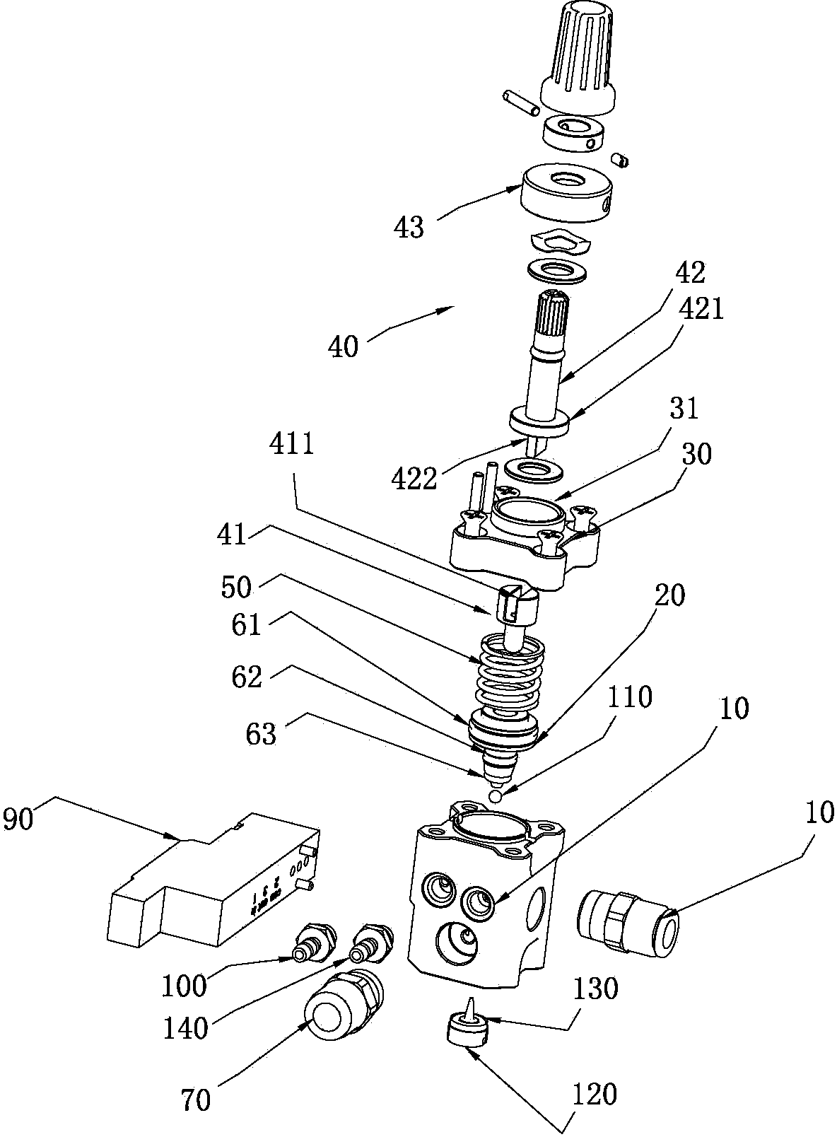 Respiratory flow rhythm control gas valve