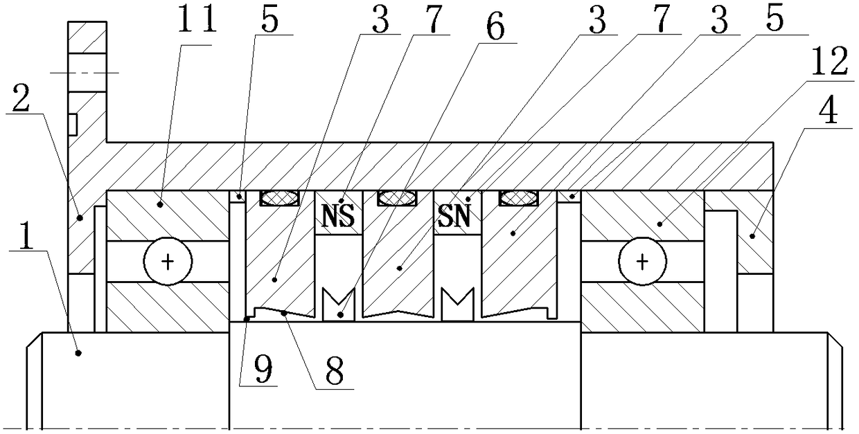 Magnetic flux leakage magnetic fluid sealing structure