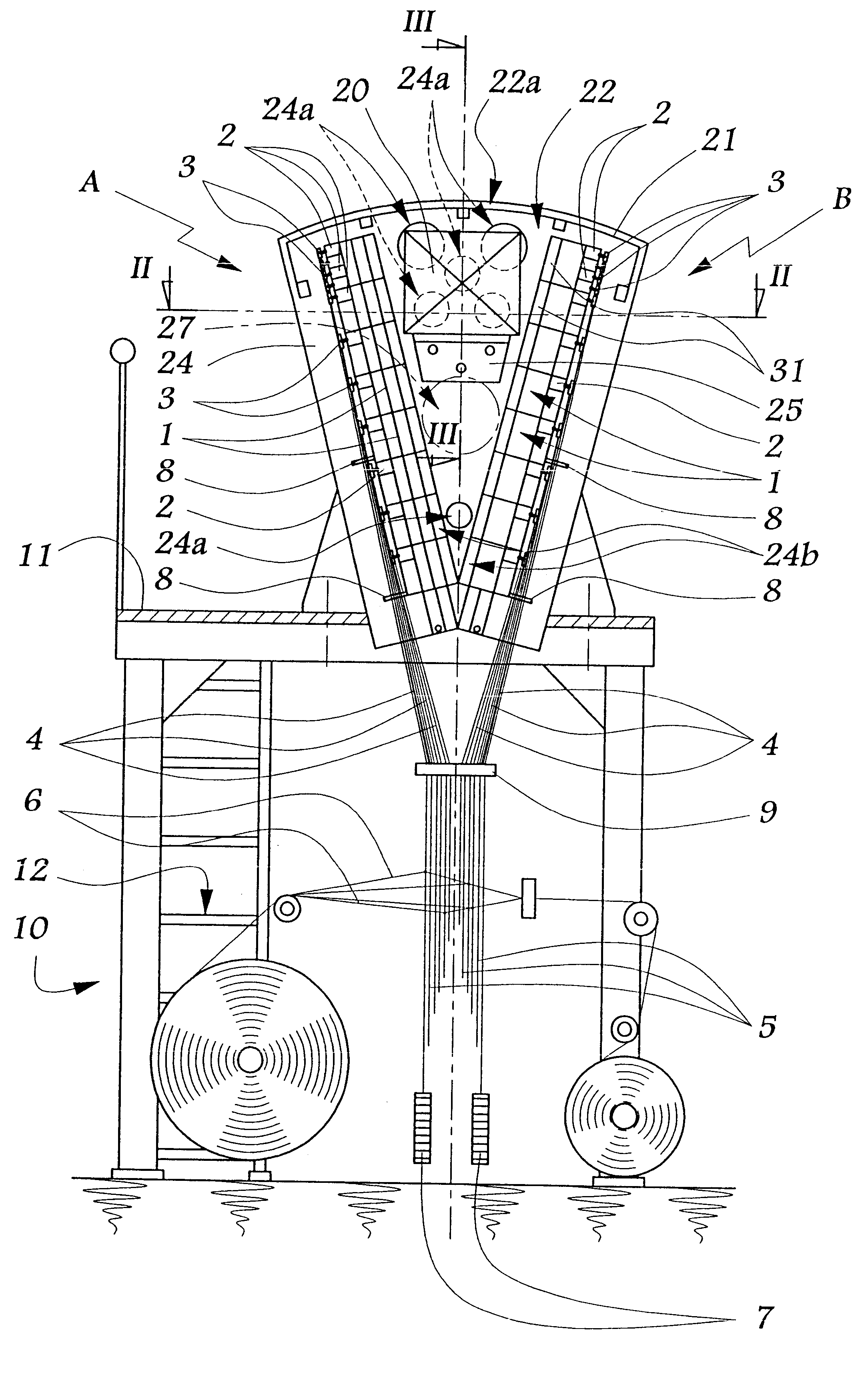 Weaving loom panel support structure for jacquard selectors