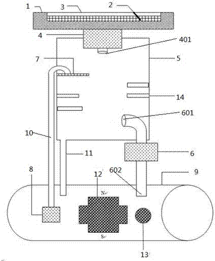 Haze removing system with magnetic fluid self-replacing filter element in city pipeline corridor