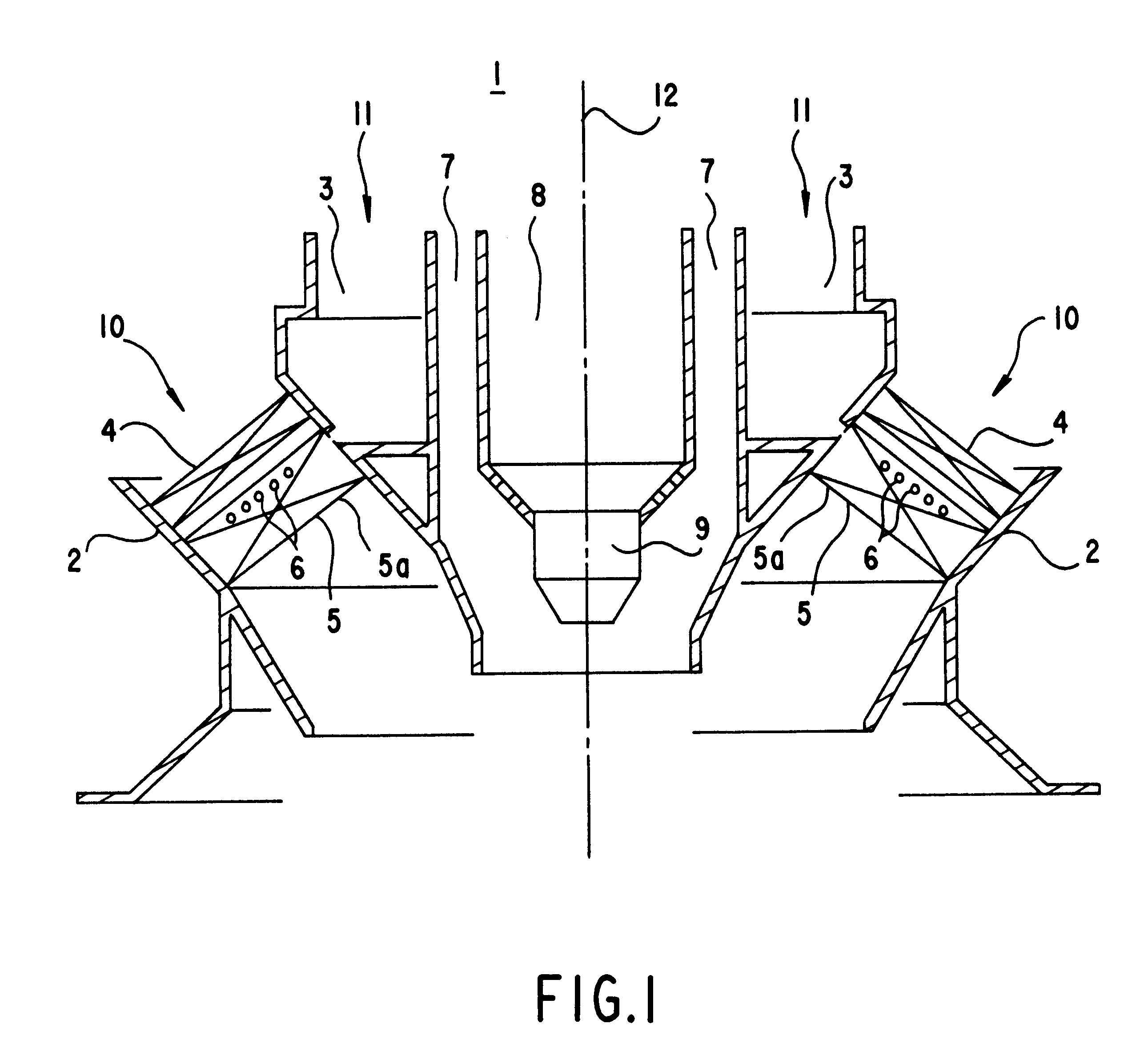 Burner for fluidic fuels having multiple groups of vortex generating elements