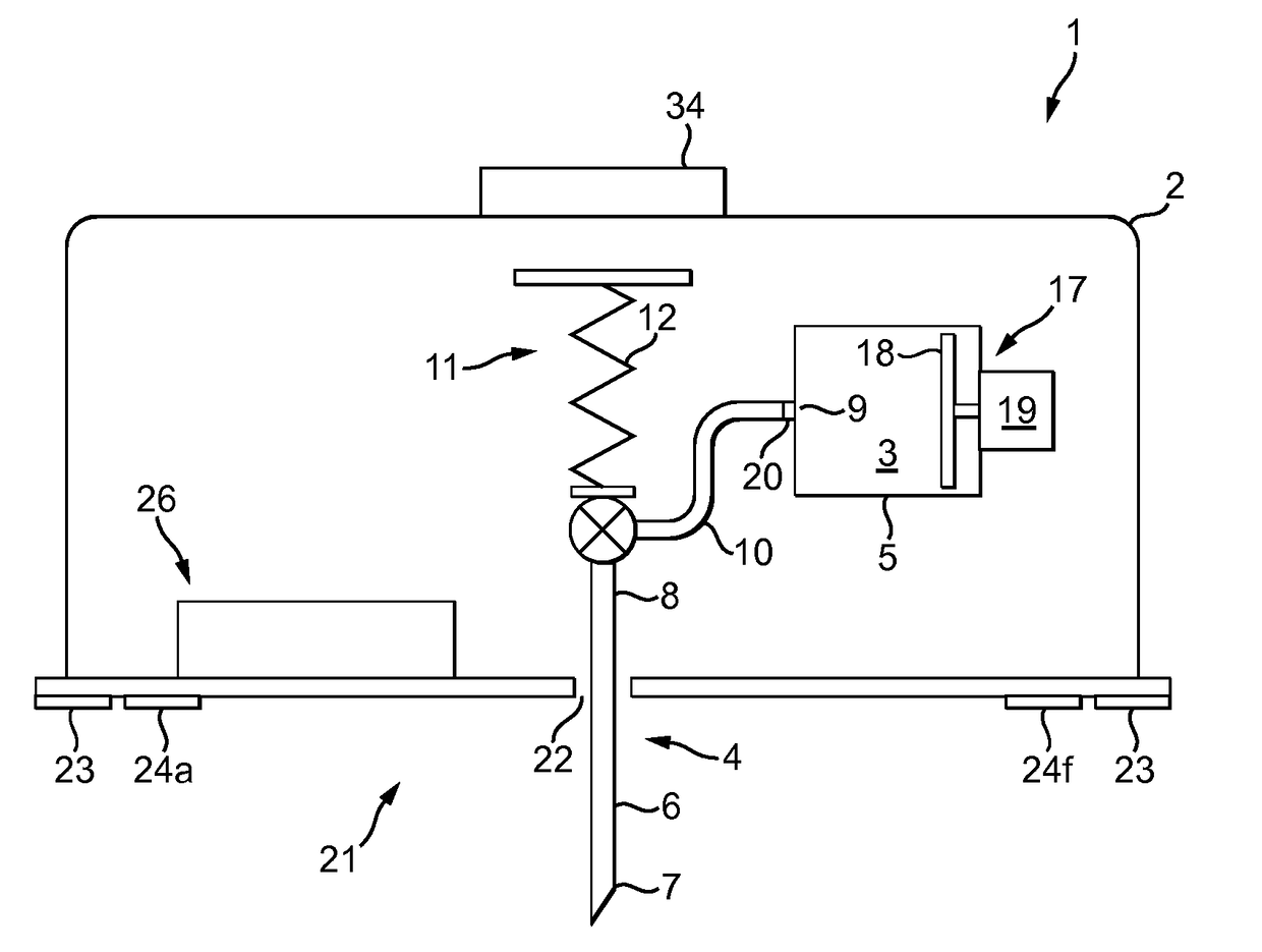 Skin-attachable drug injection device with detachment sensor