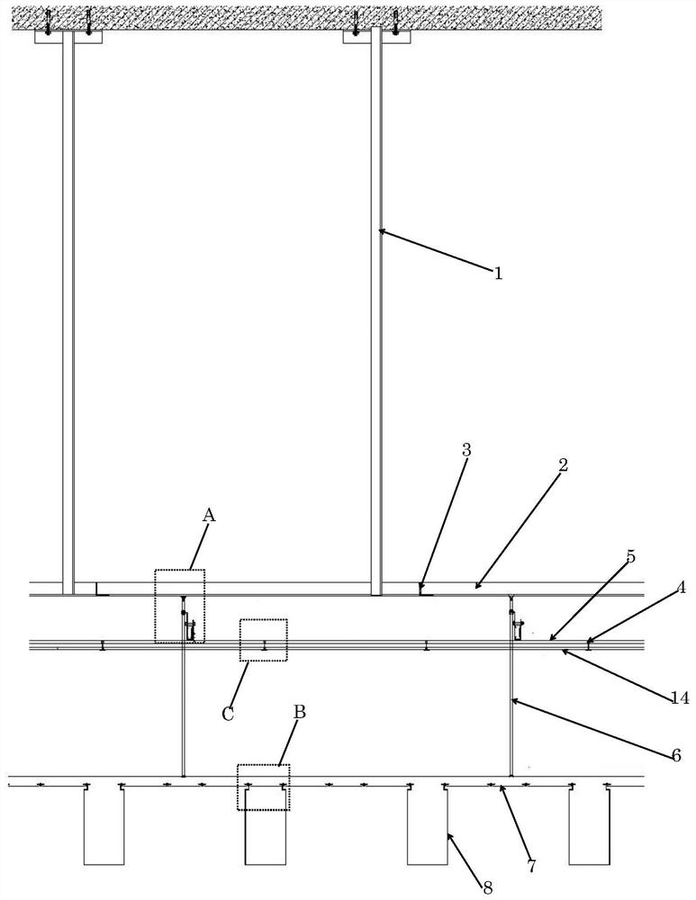 Energy-saving double-layer suspended ceiling and construction method thereof