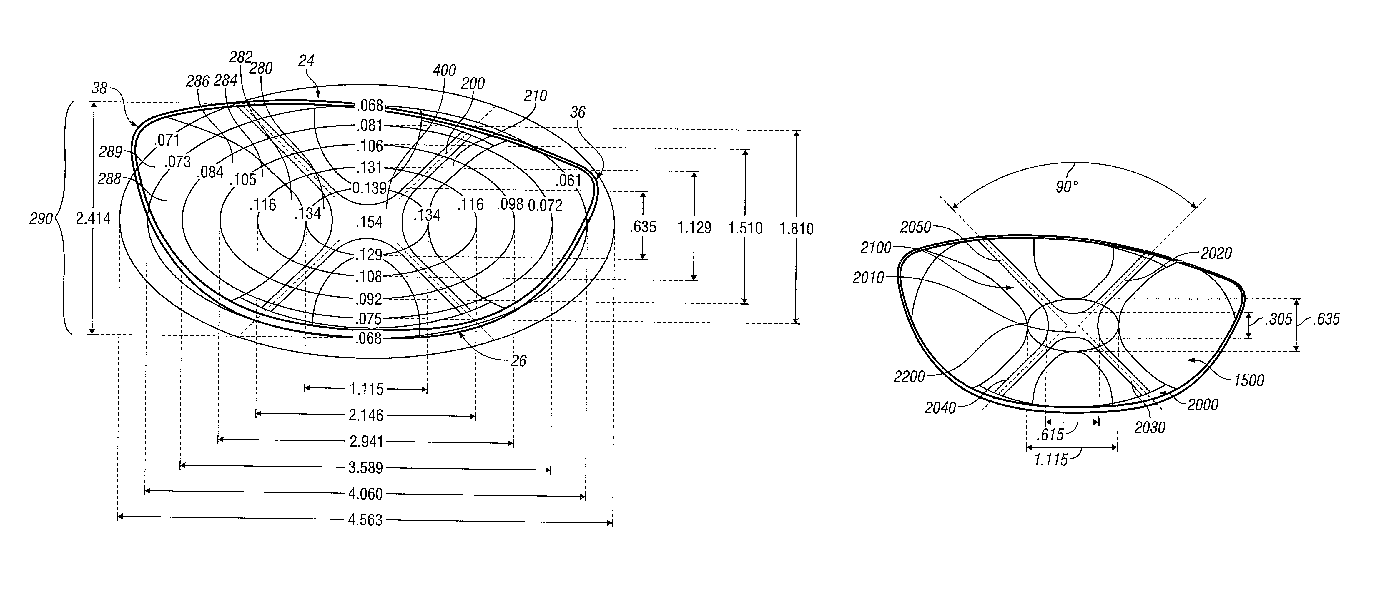 Golf club head with variable face thickness