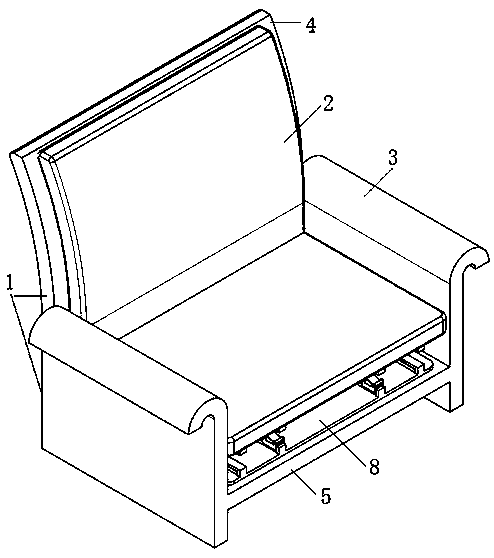 Multi-channel aeroelastic sofa with bionic cushioning layer