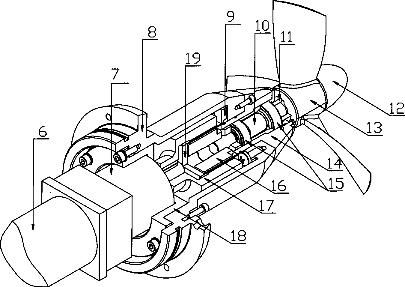 Underwater screw propulsion die and underwater navigation device containing the same