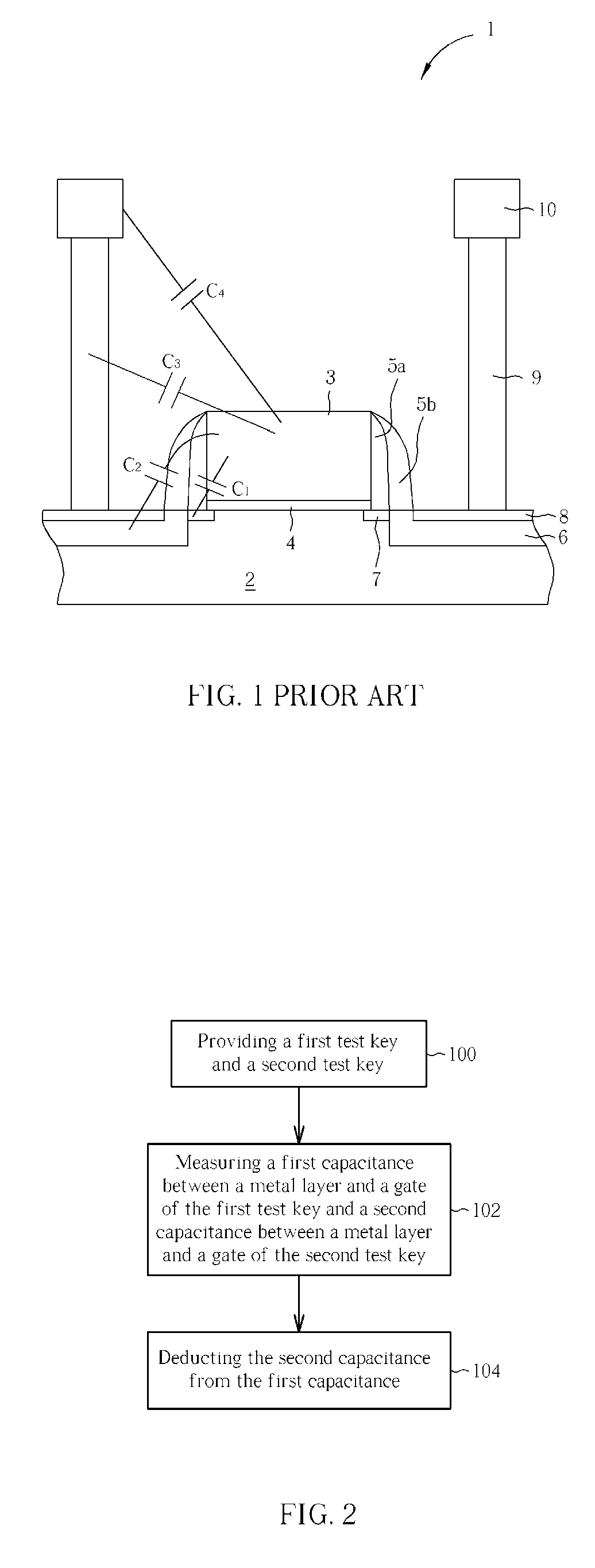 Method to extract gate to source/drain and overlap capacitances and test key structure therefor