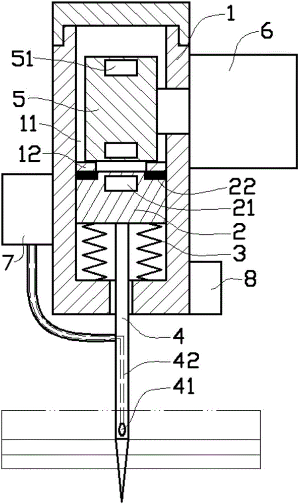 Vibration type thick material sealing and sewing device