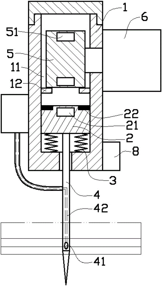 Vibration type thick material sealing and sewing device