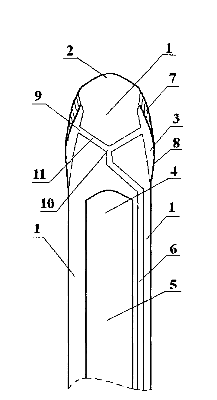 Contact limiting type double-saccule three-cavity catheter