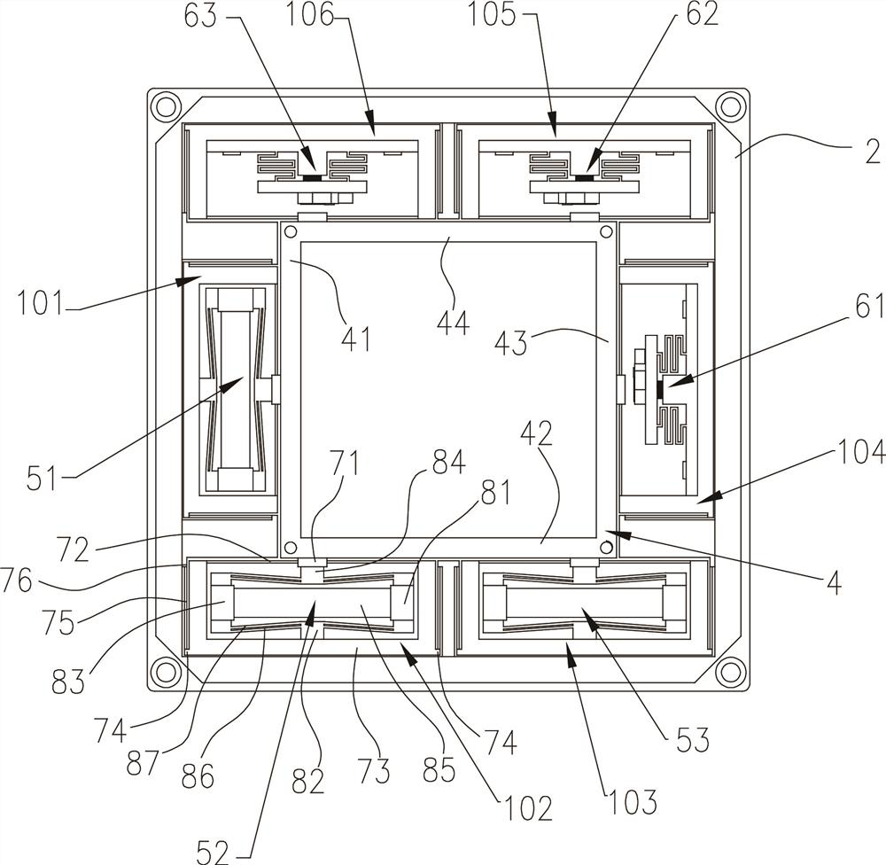 Two translations and one rotation, large stroke, no coupling, large hollow parallel piezoelectric micro-motion platform