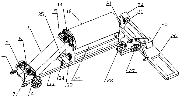 A rose branch smashing and returning machine matched with a four-wheel tractor