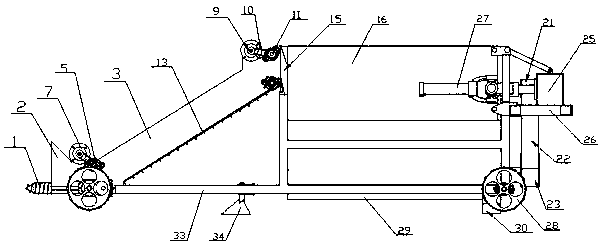 A rose branch smashing and returning machine matched with a four-wheel tractor